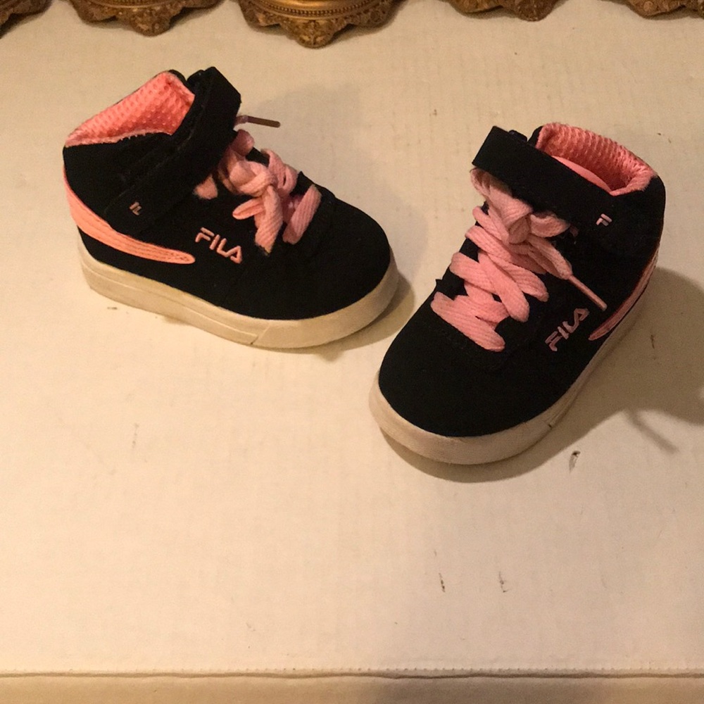 Pink black and white girls baby fila shoes #1-6